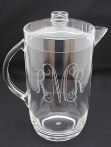 Monogrammed 2 qt Pitcher w Handle and Lid