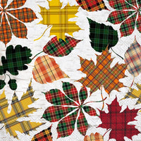 Plaid Fall Leaves Cocktail Napkins