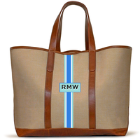 Monogrammed St Charles Yacht Tote- Sand Chambray