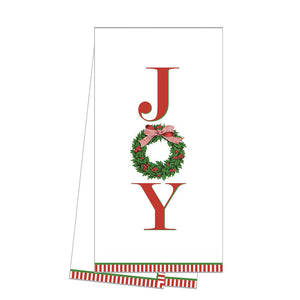 JOY Holly Wreath Christmas Tea Towel