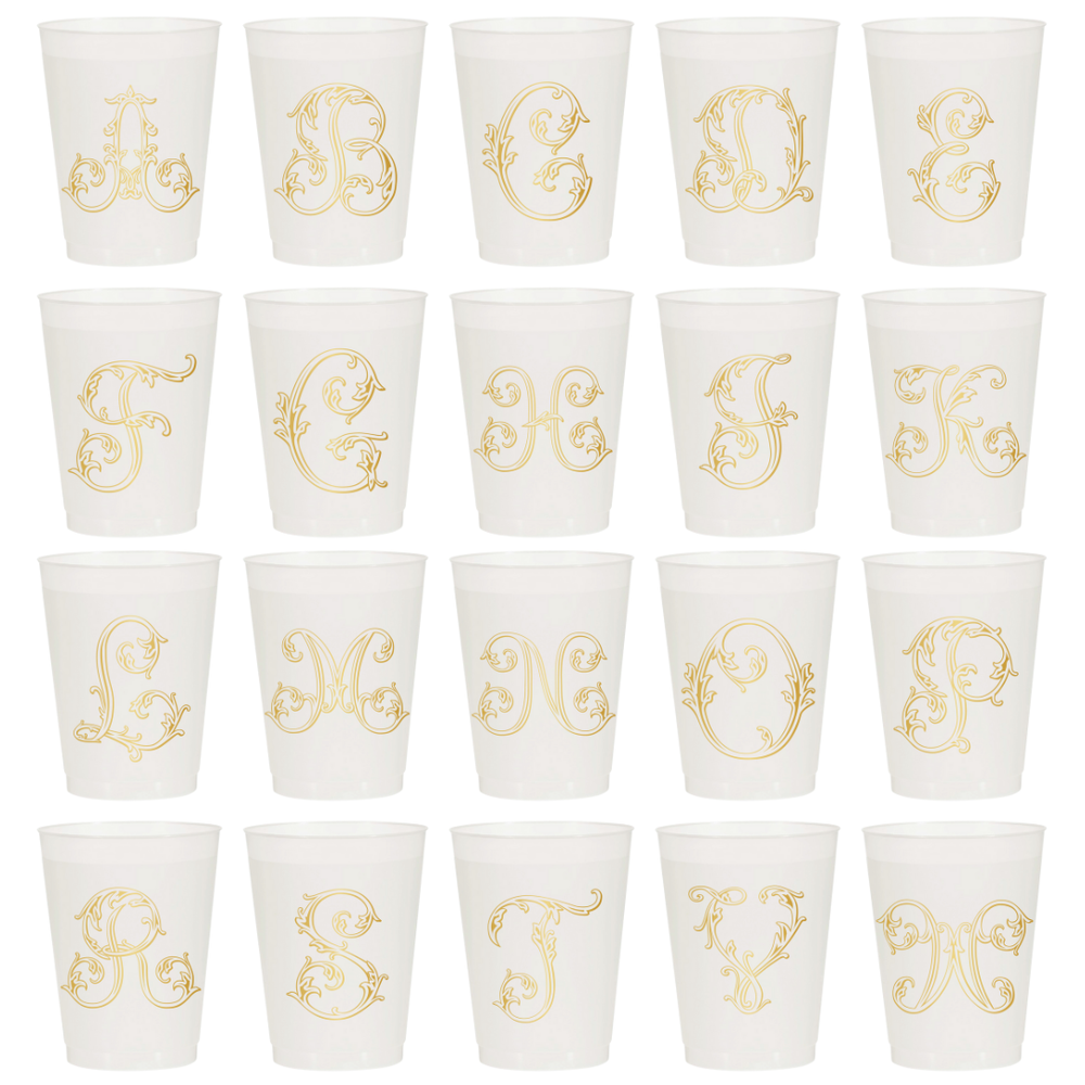Initial Monogrammed Frosted Cups