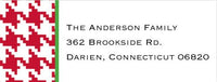 Alex Houndstooth Red Address Label