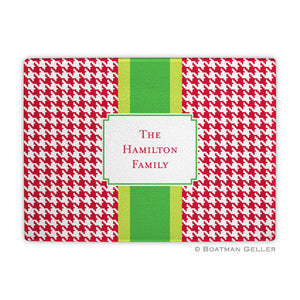 Alex Houndstooth Red Glass Cutting Board