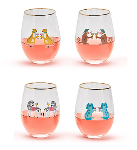 Animal Party Stemless Glasses/Set of 4