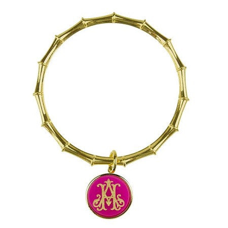 Monogrammed ML XX EM Interlocking Bamboo Charm Bangle