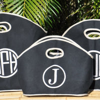 Monogrammed Black & Khaki Bar Harbor Tote