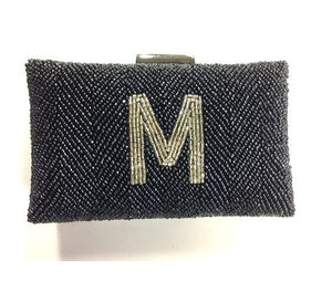 Monogrammed Beaded Box Clutch