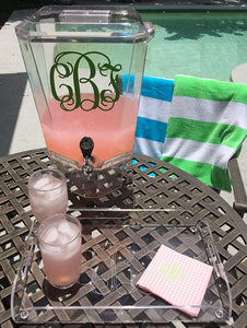 Monogrammed Acrylic Beverage Dispenser