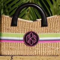 Monogrammed Medium Straw Purse
