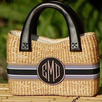 Monogrammed Party Size Straw Purse