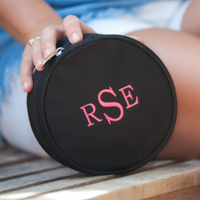 Monogrammed Round Jewelry Case