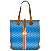 Monogrammed Nantucket Tote- French Blue Geometric