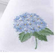 Embroidered Hydrangea Hemstitch Napkin