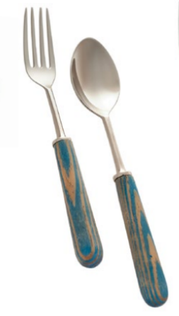 Blue Wash Wood Salad Set