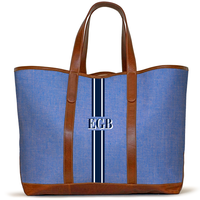 Monogrammed St Charles Yacht Tote- French Blue Chambray