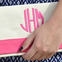 Monogrammed Canvas Border Clutch