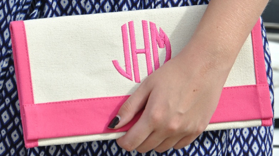 Monogrammed Canvas Border Clutch