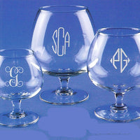Monogrammed Brandy Snifters/Set of 4