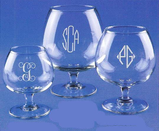 Monogrammed Brandy Snifters/Set of 4