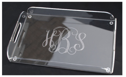 Monogrammed Rectangle Butler Tray