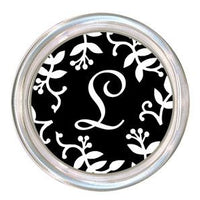 Monogrammed White Berry on Black Coaster