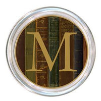 Monogrammed Antique Book Spines Coaster