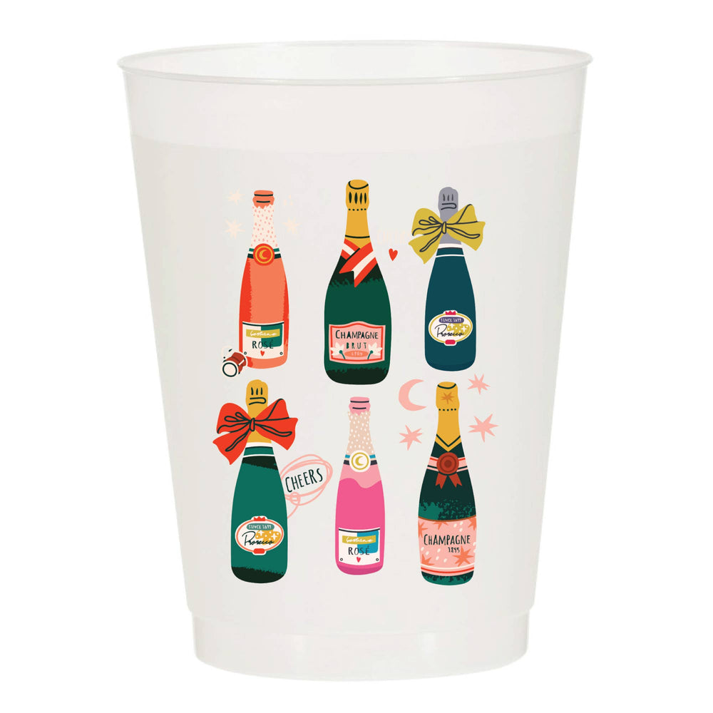Champagne Bottles Frosted Cups - Girls: Pack of 10