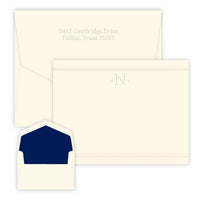 One-Initial Embossed Flat Correspondence Card
