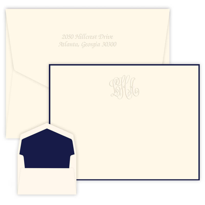 Delavan Monogram Embossed Flat Apex Card
