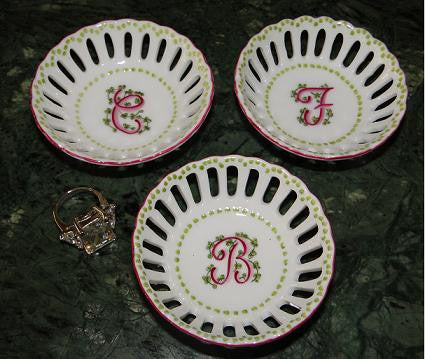 Hand Painted Initial Porcelain Ring Dish