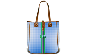 Monogrammed Nantucket Tote- French Blue Gingham
