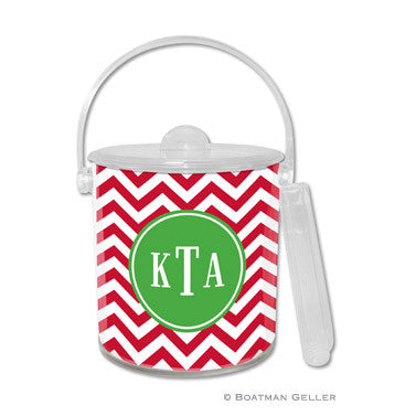 Chevron Red Lucite Ice Bucket