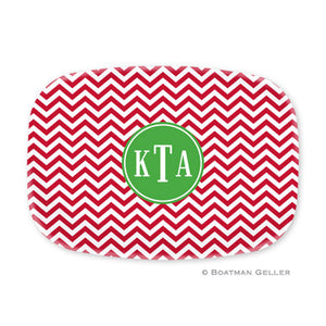 Chevron Red Melamine Platter