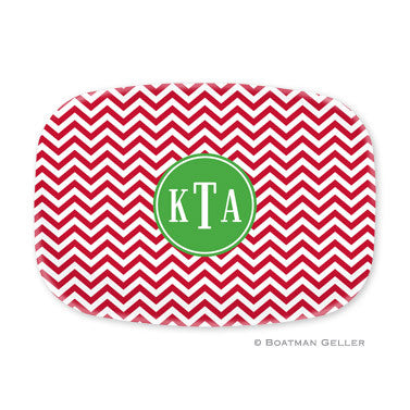 Chevron Red Melamine Platter