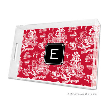 Chinoiserie Red Lucite Tray