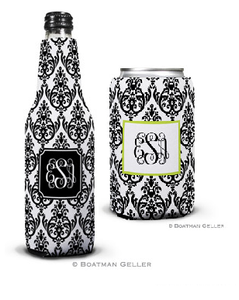 Madison Damask White with Black Koozies