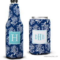Coral Repeat Navy Koozies