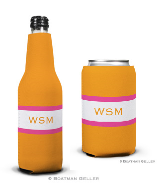 Stripe Tangerine & Raspberry Koozies