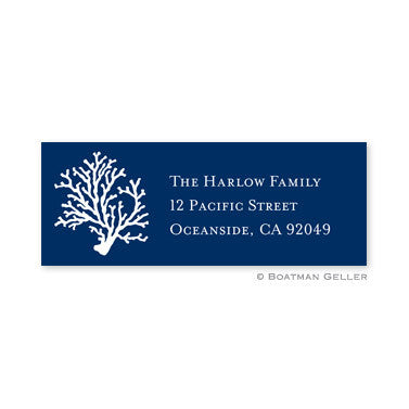 Coral Navy Address Label