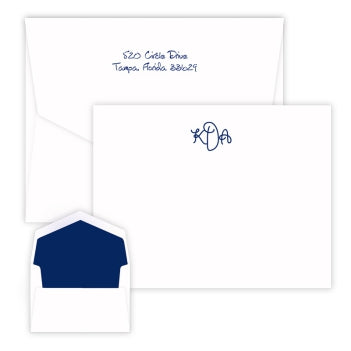 Sydney Monogram Raised Ink Flat Correspondence Card