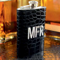 Monogrammed Gator Flask