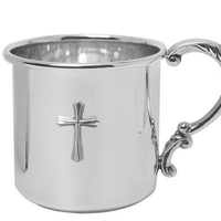 Scroll Handle with Cross Sterling Silver Baby Cup