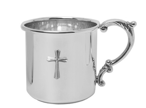 Scroll Handle with Cross Sterling Silver Baby Cup