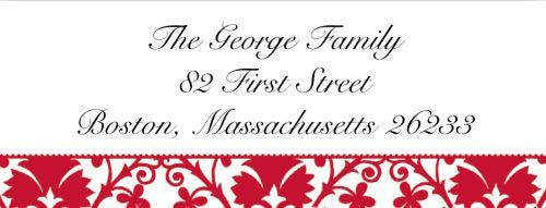 Red Damask Address Label