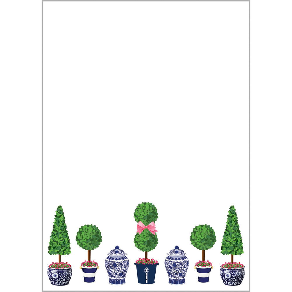 Topiary Trees with Pink Bows Notepad