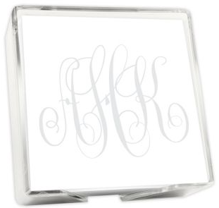 Henley Watercolor Monogram Memo Square w/Holder