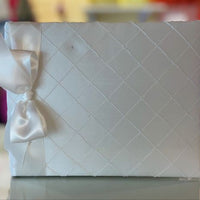 White Silk Tuck Guest Book