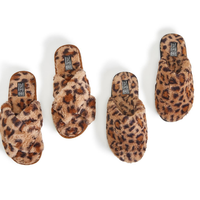 Plush Faux Fur Leopard Print Slippers
