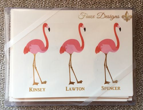 Personalized Flamingo Folded Notes