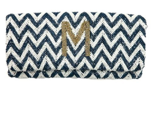 Beaded Chevron Fold Over Clutch